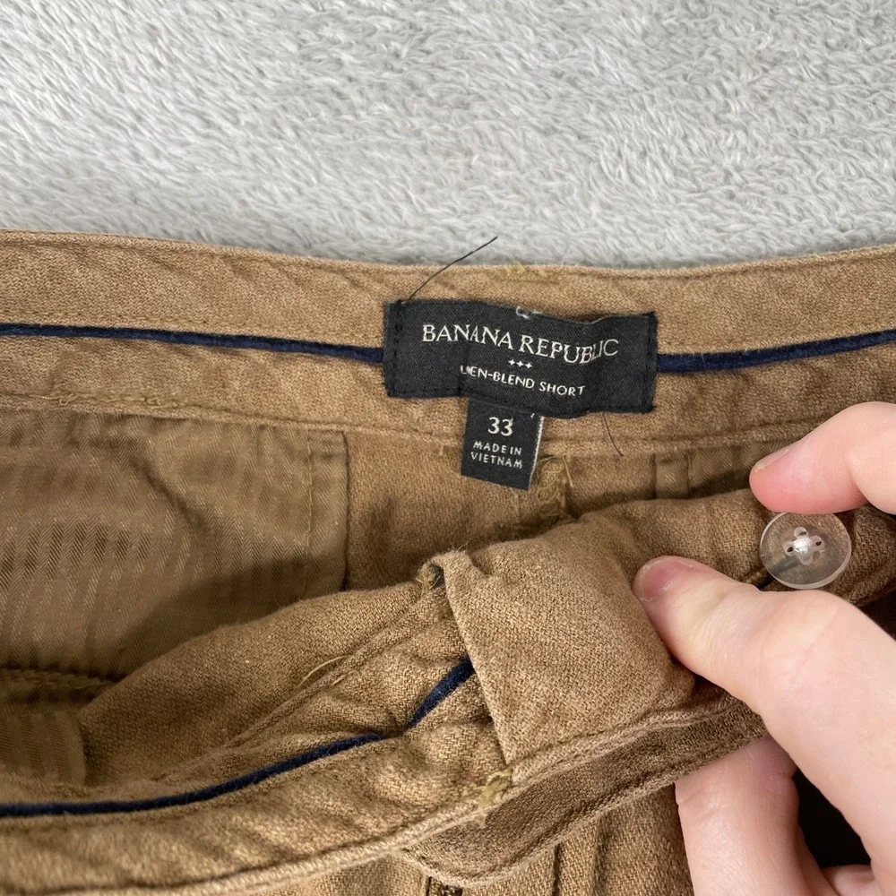 Banana Republic Linen Blend Shorts Mens 33 Brown Casual Summer Preppy Classic